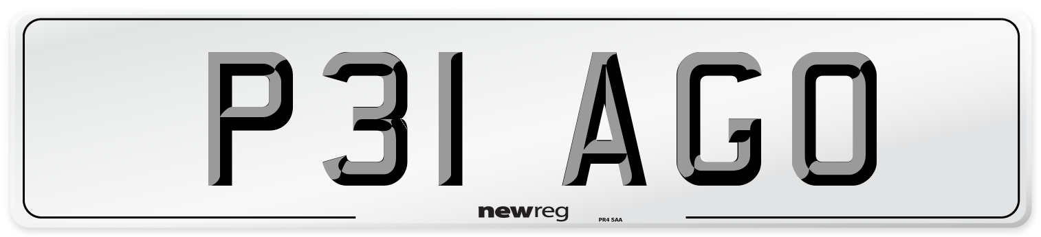 P31 AGO Number Plate from New Reg